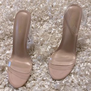 Fashion nova clear scrappy heel.